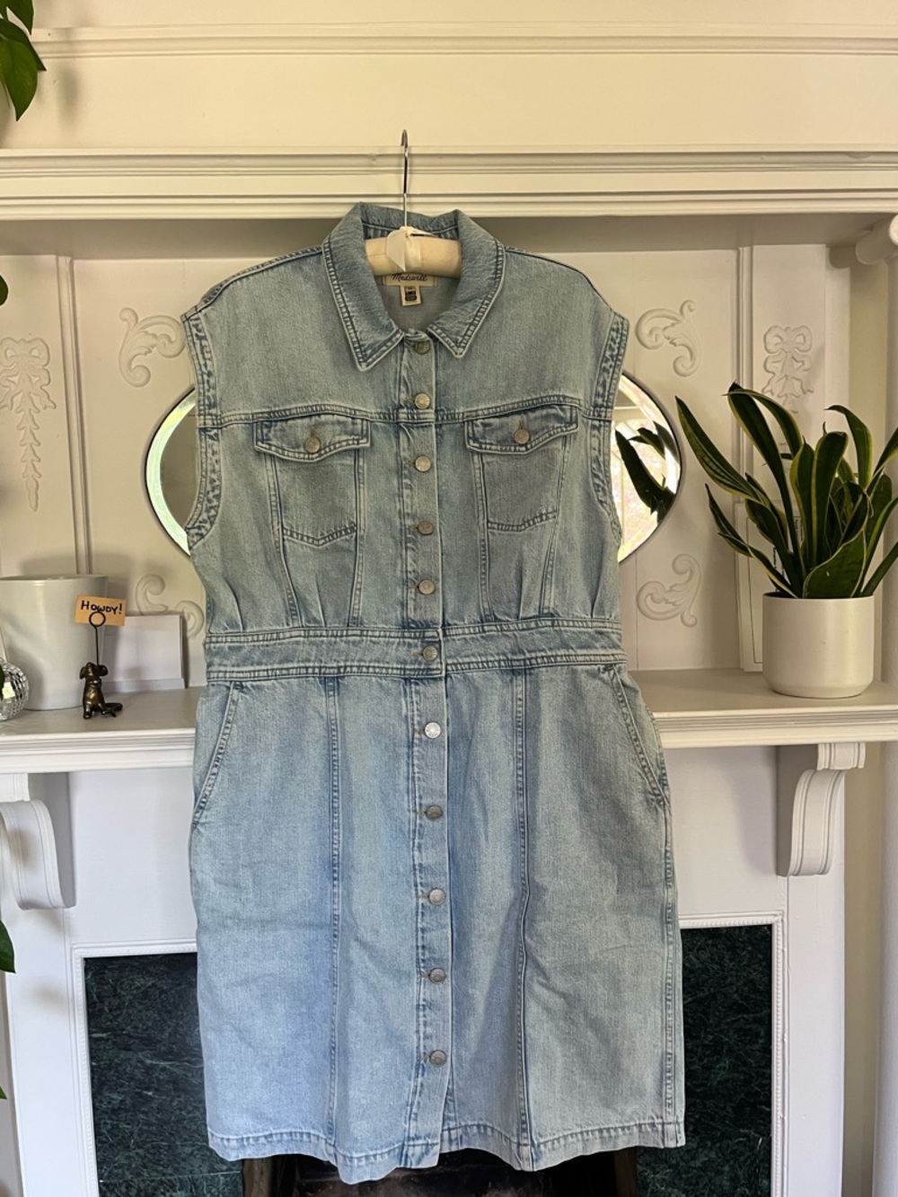 Madewell Denim Cap-Sleeve Shirtdress in Aquino Wash - Size 14